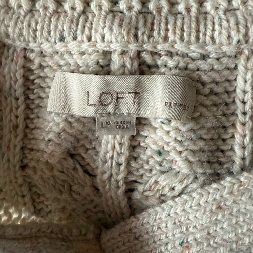 Petite Flecked Collared Split Neck Cable Sweater - image 6